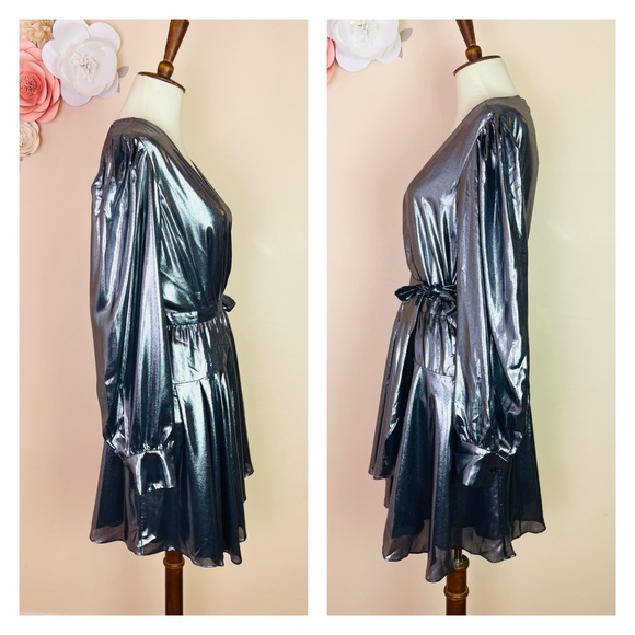 New! Rare IRO Matcha Metallic Wrap Up Dress - Picture 7 of 9